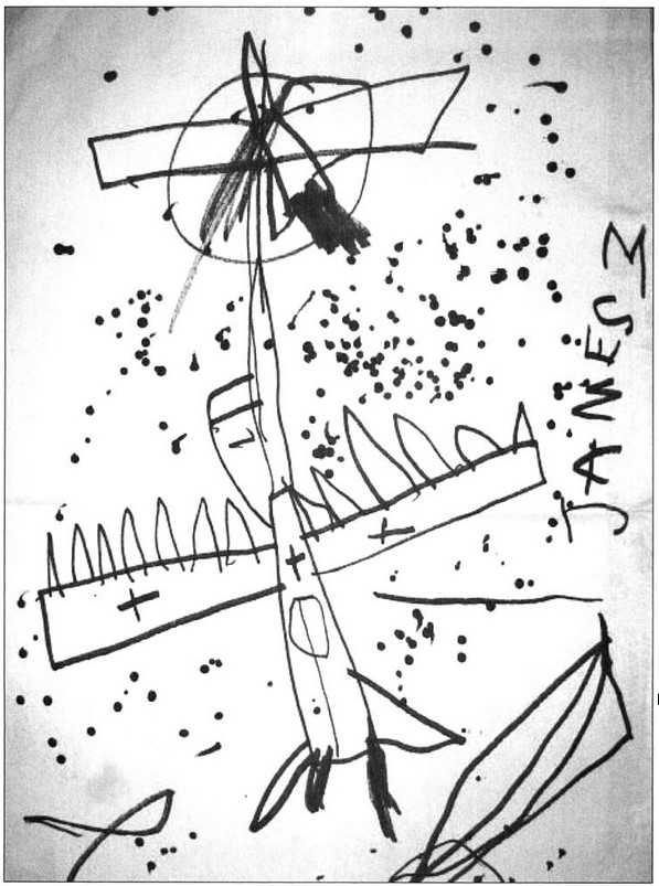 One of James’s earliest drawings, done at age three.  Reproduced from Leininger & Leininger (2009)