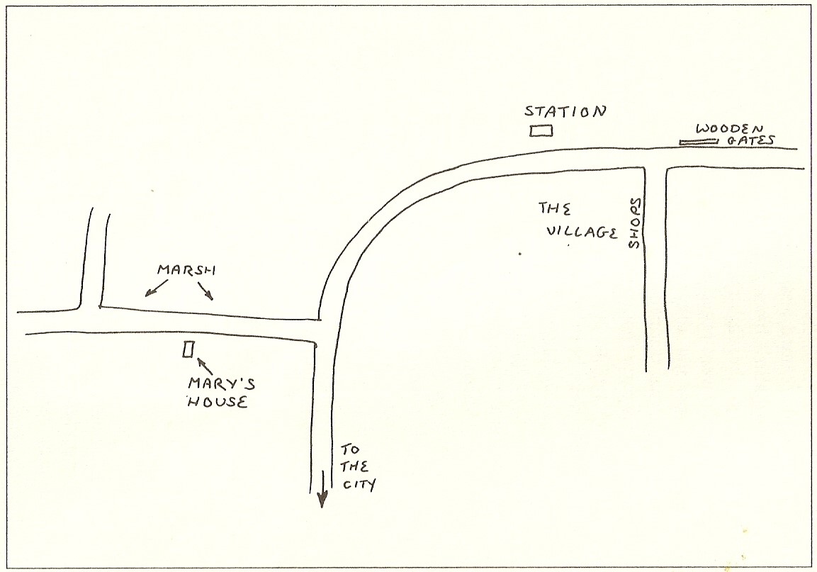 Cockell's drawn map of Malahide, the Irish village of her past life as Mary Sutton