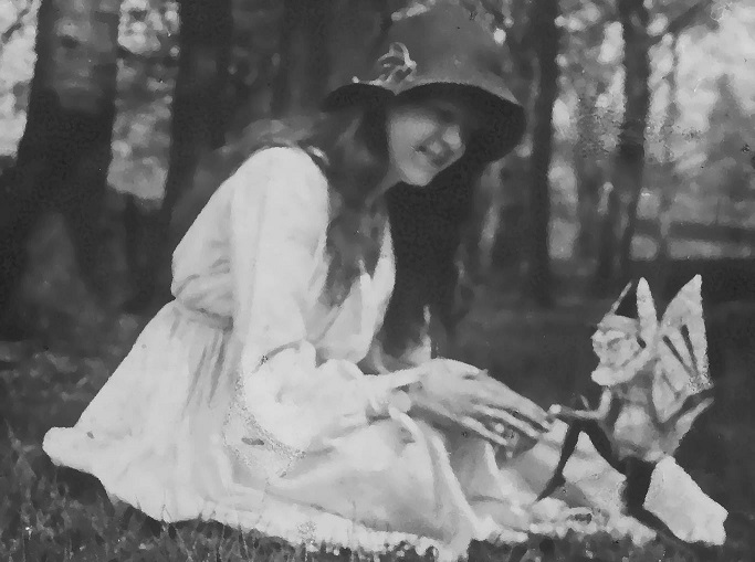 Elsie Wright pictured with a 'gnome'