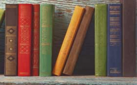 photograph of books on a shelf