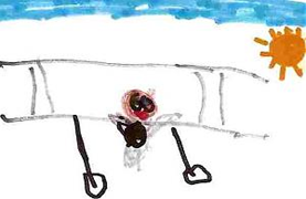child's drawing of a World War 1 biplane
