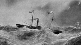 Detail from 'The Paddle Steamer “Royal William,” on her first voyage from Liverpool to New York, 1838” ' by S. Walters. Source: Internet Archive and the University of Toronto. Detail from 'The Paddle Steamer “Royal William,” on her first voyage from Liverpool to New York, 1838” ' by S. Walters. Source: Internet Archive and the University of Toronto.