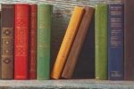 photograph of books on a shelf