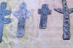 Examples of the 1500 Aztec Indian crosses found buried in remote locations Photograph of examples of the 1500 Aztec Indian crosses found buried in remote locations