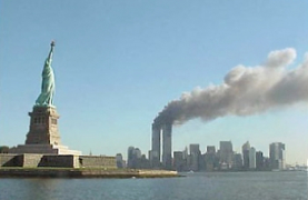 Data from random event generators gathered during and after the September 11, 2001 terrorist attacks showed a significant spike, suggesting a perturbation caused by collective emotional responses around the globe. photo of the New York September 11 attacks