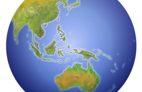 globe view of asia and australia