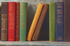 photograph of books on a shelf