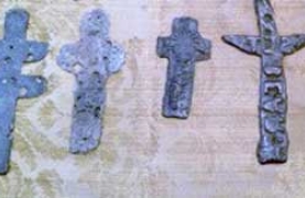 Examples of the 1500 Aztec Indian crosses found buried in remote locations Photograph of examples of the 1500 Aztec Indian crosses found buried in remote locations