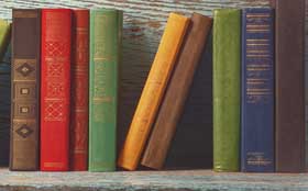 photograph of books on a shelf